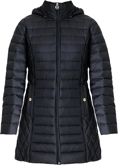 michael kors black camo hooded coat|Michael Kors women's black jacket.